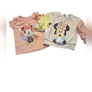 Bundle Of 2 Disney Minnie Mouse Kids Shirts - Pink and Yellow 18 Months